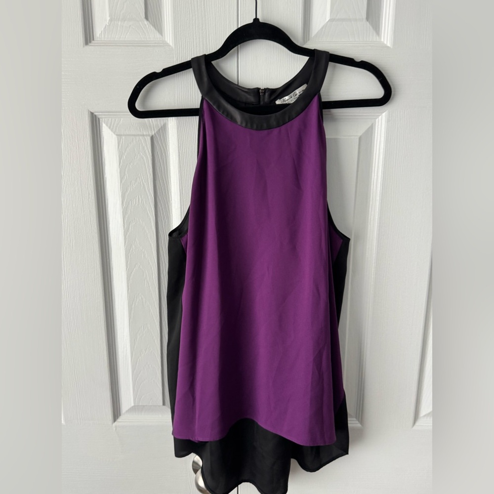Kenneth Cole Sleeveless Blouse Purple and Black Tank Top